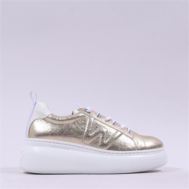 Wonders Curvy Platform Lace Trainer - Gold Snake